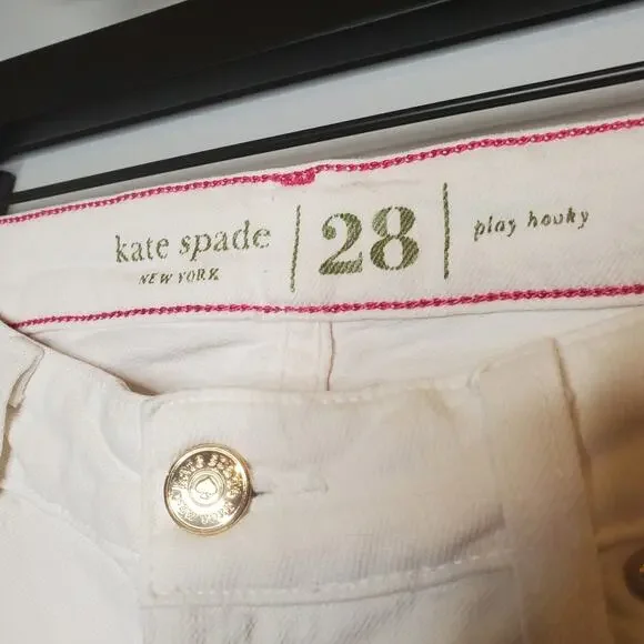 🔥 Kate Spade Play Hooky Broome Street White Skinny Jeans Women's 28 Mid Rise - Picture 10 of 16